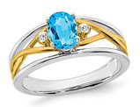 4/5 Carat (ctw) Natural Blue Topaz Ring in 14K Yellow & White Gold